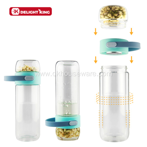 Dual Purpose Double Glass Walled Water Bottle